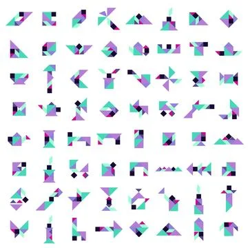 Tangram puzzle. Vector set with various objects. イラスト素材