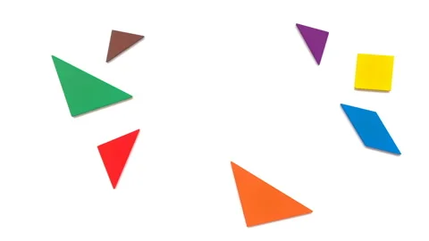 Tangram shaped like differen shape of buildings on white 2 of 2 Stock Footage 89422996