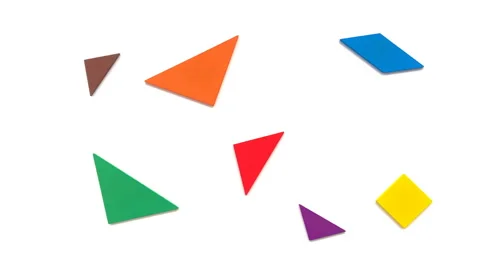 Tangram shaped like differen shape of dogs on white Stock Footage 89423009