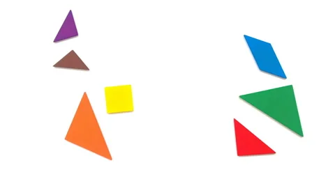 Tangram shaped like different poses of cats or foxes group 2 of 3 Stock Footage 88132270