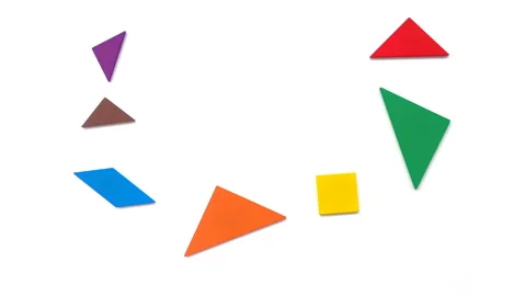 Tangram shaped like people dancing with different poses on white Stock Footage 89856165