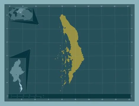 Tanintharyi, Myanmar. Solid color shape Stock Illustration
