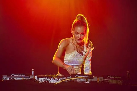 Tanja la Croix performs on the Launching Ceremony of the Cruise Ship Mein ... Stock Photos