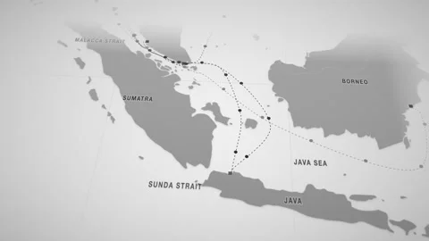 Tanjung pelepas to jakarta container cargo shipping route map animation Stock Footage 345945234