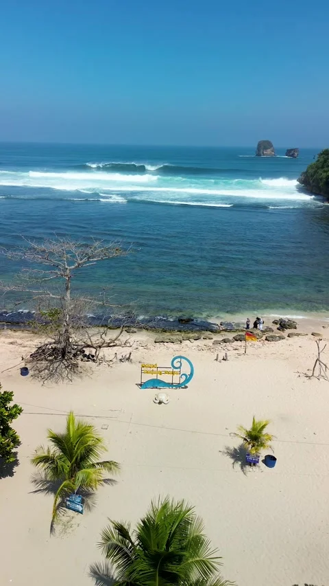Tanjung Penyu Beach Vertical View Scenic Malang August 5 2026 Video stock 342584159