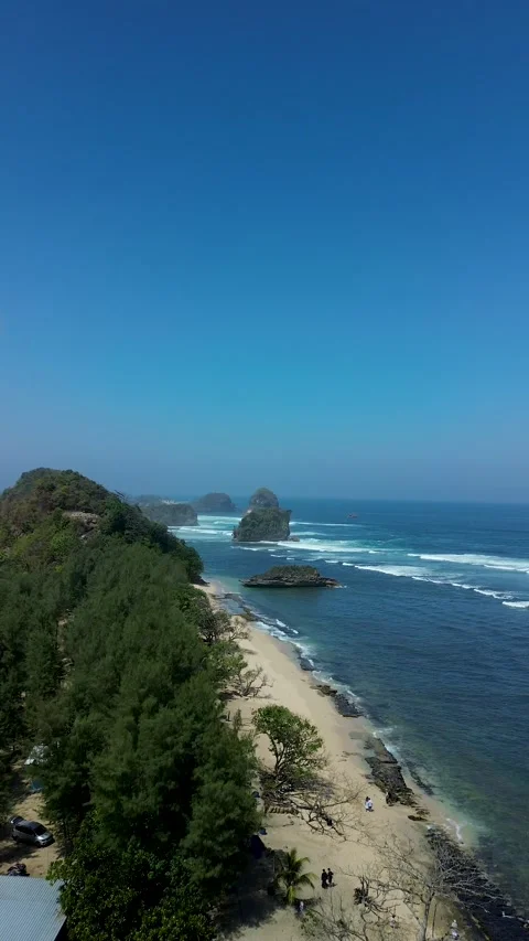 Tanjung Penyu Beach Vertical View Island Malang August 5 2026 Vídeo Stock 342585948