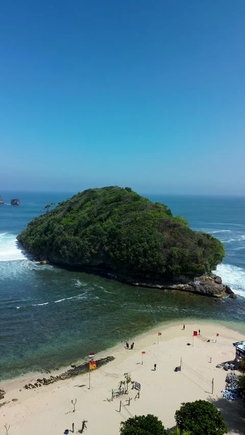 Tanjung Penyu Beach Vertical View Bay Malang August 5 2026 Video stock 342586649