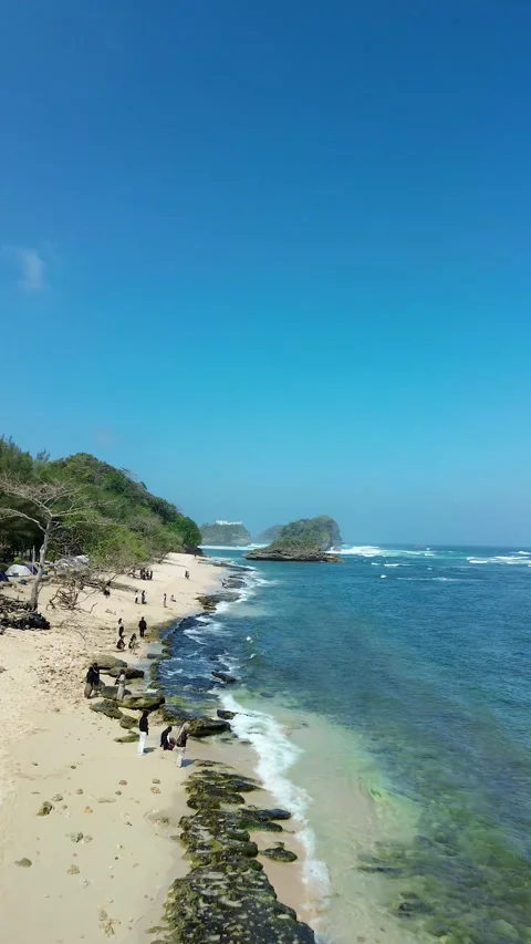 Tanjung Penyu Beach Vertical View Ocean Panorama August 5 2026 Stock-Footage 342587390