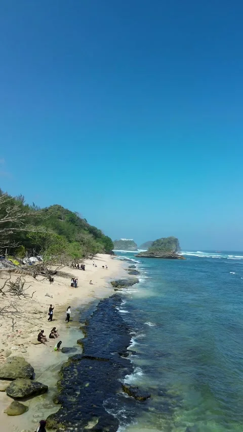 Tanjung Penyu Beach Vertical View Paradise Malang August 5 2026 Video stock 342589144