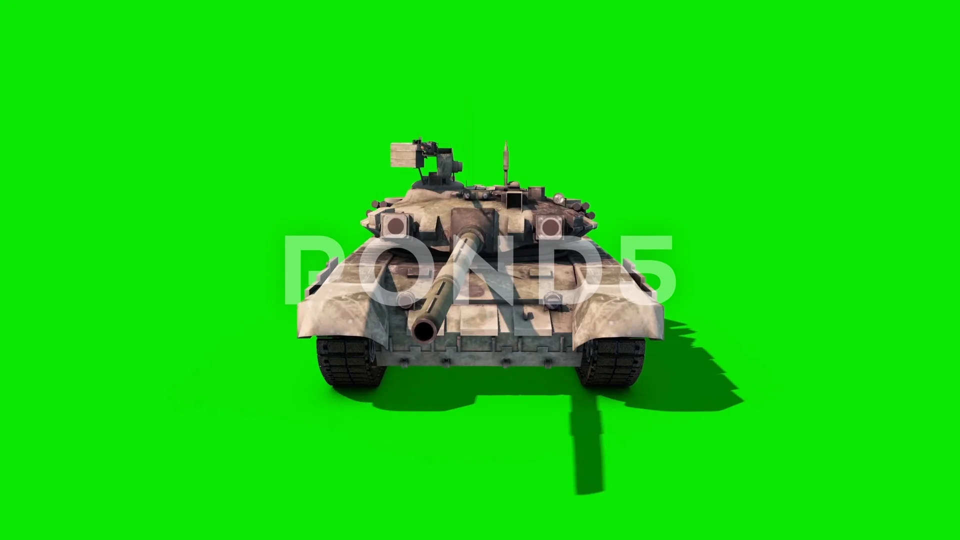 Forest Camo Old Military Tank - Top Down Side View Stock Photo