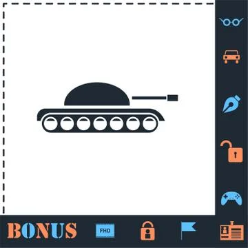 Tank army icon flat Stock Illustration