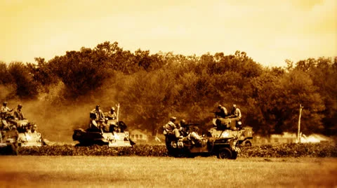 Tank Battle 03 flicker Stock Footage 25143161