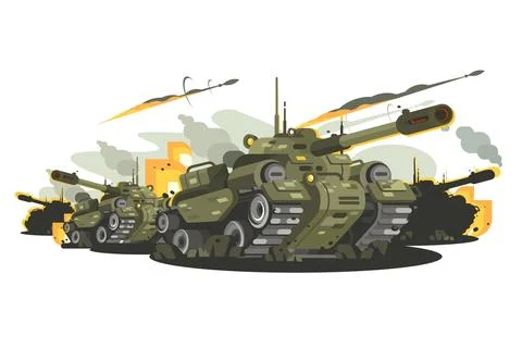 Tank Battle Scene Illustrazione stock