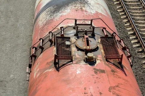 Tank car. Freight train. Belarus. Wagons for the transportation and storage o Stock Photos
