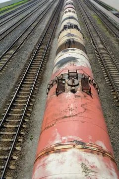 Tank car. Freight train. Belarus. Wagons for the transportation and storage o Foto stock