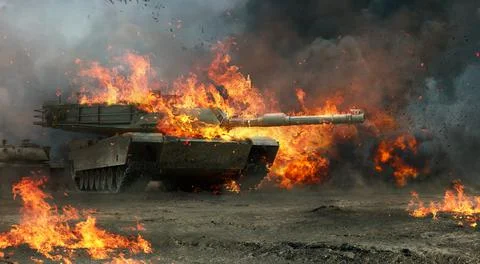 Tank In Conflict Zone. Illustration