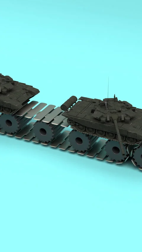 Tank conveyor – 3d render looped. 库存影片 330041145