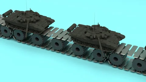 Tank conveyor – 3d render looped. Stock-Footage 330041169
