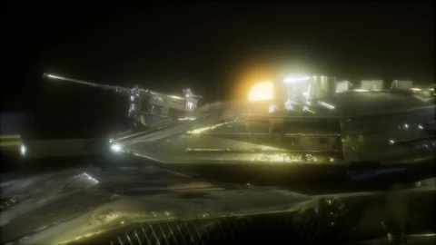 Tank in the dark with bright lights Stock Footage 100228130