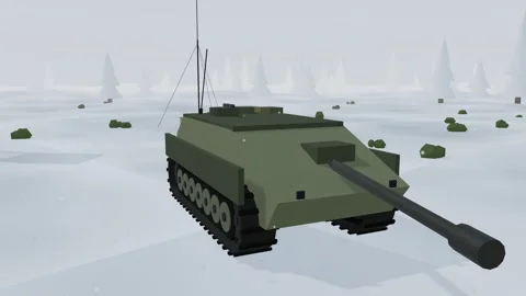 Tank destroyer in winter forest position Stock Footage 341388113