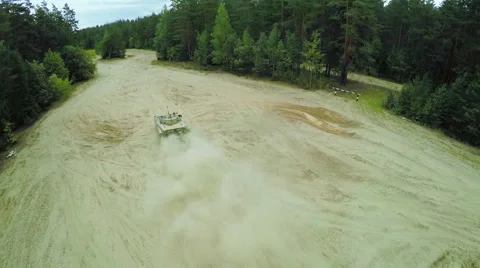 Tank driving through the field Stock Footage 62633795