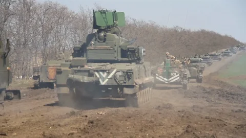 Tank exercises at the training ground. Shots of tanks in motion Stock-Footage 127274004
