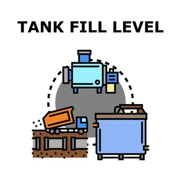 Tank fill level concept indicating liquid control Illustrazione stock