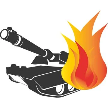 The tank is on fire. The fire icon. Stock Illustration