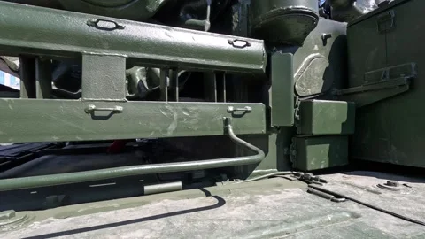Tank fortifications, armor, tower, May 9, Victory Day, exhibition of equipment Stock Footage 241104030