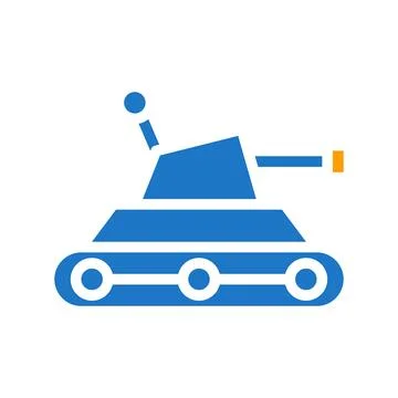 Tank icon solid blue orange blue colour military symbol perfect. イラスト素材