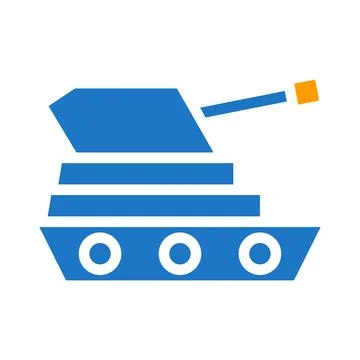 Tank icon solid blue orange blue colour military symbol perfect. Stockillustratie