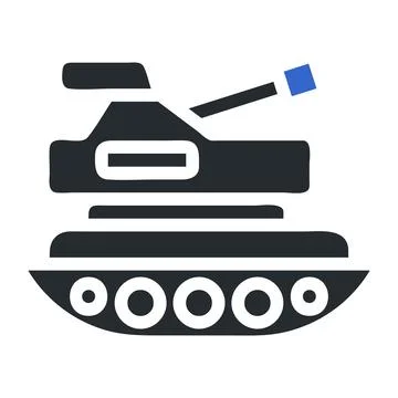 Tank icon solid grey blue colour military symbol perfect. Stock Illustration