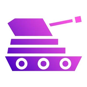 Tank icon solid style gradient purple pink colour military illustration vec.. Stock Illustration