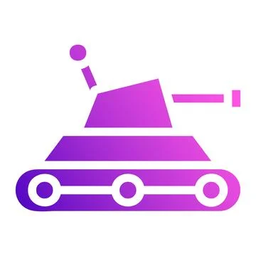 Tank icon solid style gradient purple pink colour military illustration vec.. Stock Illustration