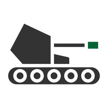 Tank icon solid style grey green colour military illustration vector army e.. Stock Illustration