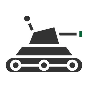 Tank icon solid style grey green colour military illustration vector army e.. Illustrazione stock