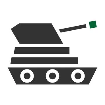 Tank icon solid style grey green colour military illustration vector army e.. Illustrazione stock