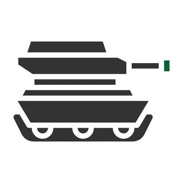 Tank icon solid style grey green colour military illustration vector army e.. Stock Illustration