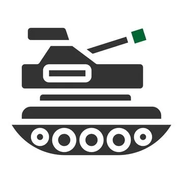 Tank icon solid style grey green colour military illustration vector army e.. Stock Illustration