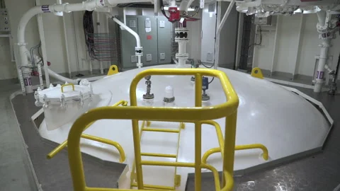Tank inside inside room. Upper part of a large vertical tank. Stock Footage 242622916