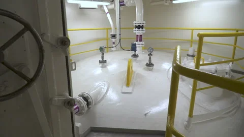 Tank inside room. Upper part of a large vertical tank. Stock Footage 245387116