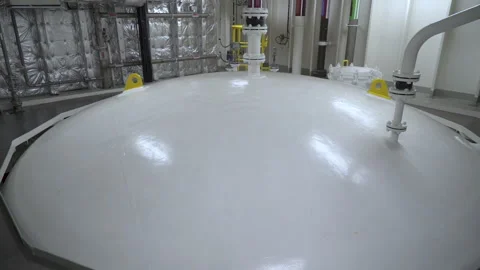 Tank inside room. Upper part of a large vertical tank. Stock Footage 245395581
