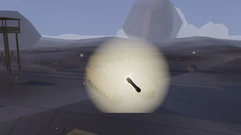 Tank intercepting rockets mountain dawn Stock-Footage 341559070