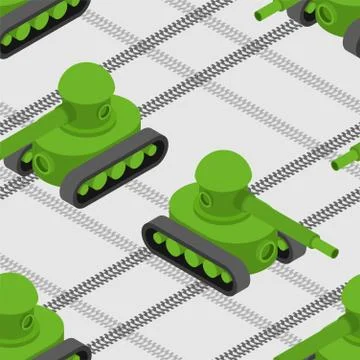 Tank isometric style pattern. War machine background Stockillustratie