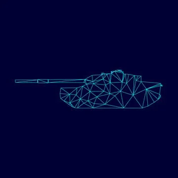 Tank low poly triangulation triangulated polygonal electric cyan blue vibrant Stock Illustration