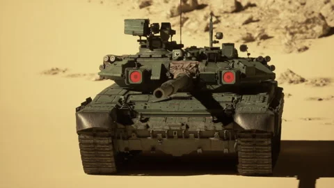 Tank Maneuvering Through Desert Stock Footage 293440197
