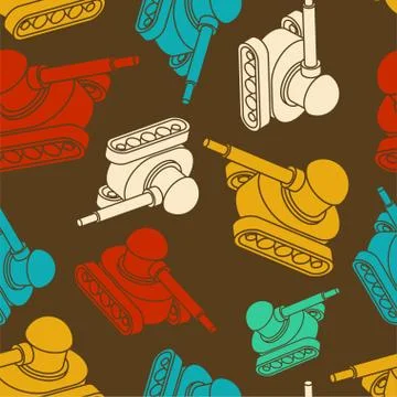 Tank Military pattern seamless. War machine background. Army ornament. Martia Illustrazione stock
