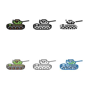 Tank multistyle machine color icon vector Stock Illustration