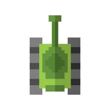 Tank pixel art. War machine 8bit Old game stylization Stock Illustration