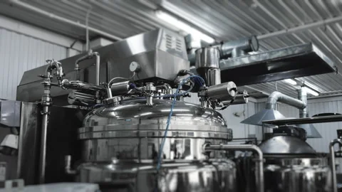Tank for preparing cosmetics at a factory. Stock Footage 290912353